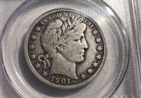 1901 Barber Silver Half Dollar PCGS F-12