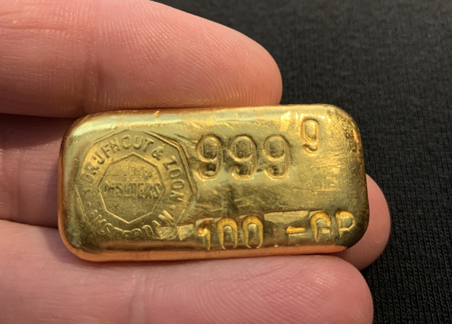 100 Gram Amsterdam Vintage Gold Bar
